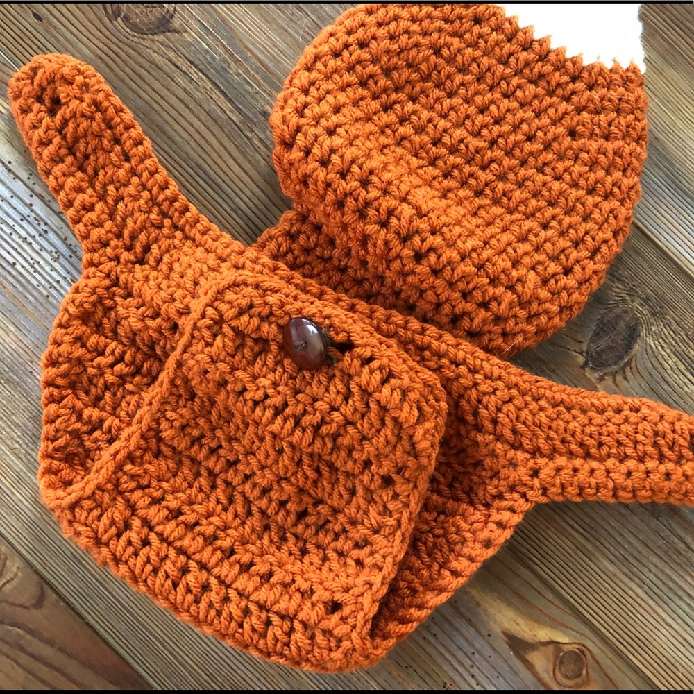 Handmade Crochet Infant Fox Costume - Picture 3 of 7
